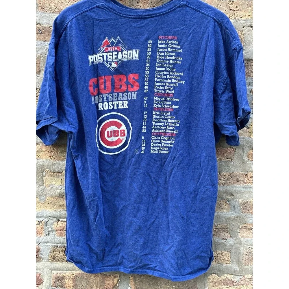 Majestic Chicago Cubs MLB 2015 Postseason Blue XL Shirt Officially Licensed